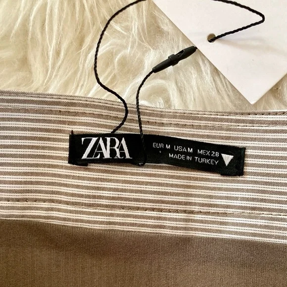 Zara Corset Look Stretch Poplin Striped Strapless Top - Picture 3 of 12